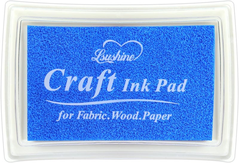 Lsushine Craft Ink Pad for Rubber Stamps, Paper, Wooden, Fabric, Scrapbooking, Non-Toxic Finger Ink Pads for Kids (Light Blue) - Image 1